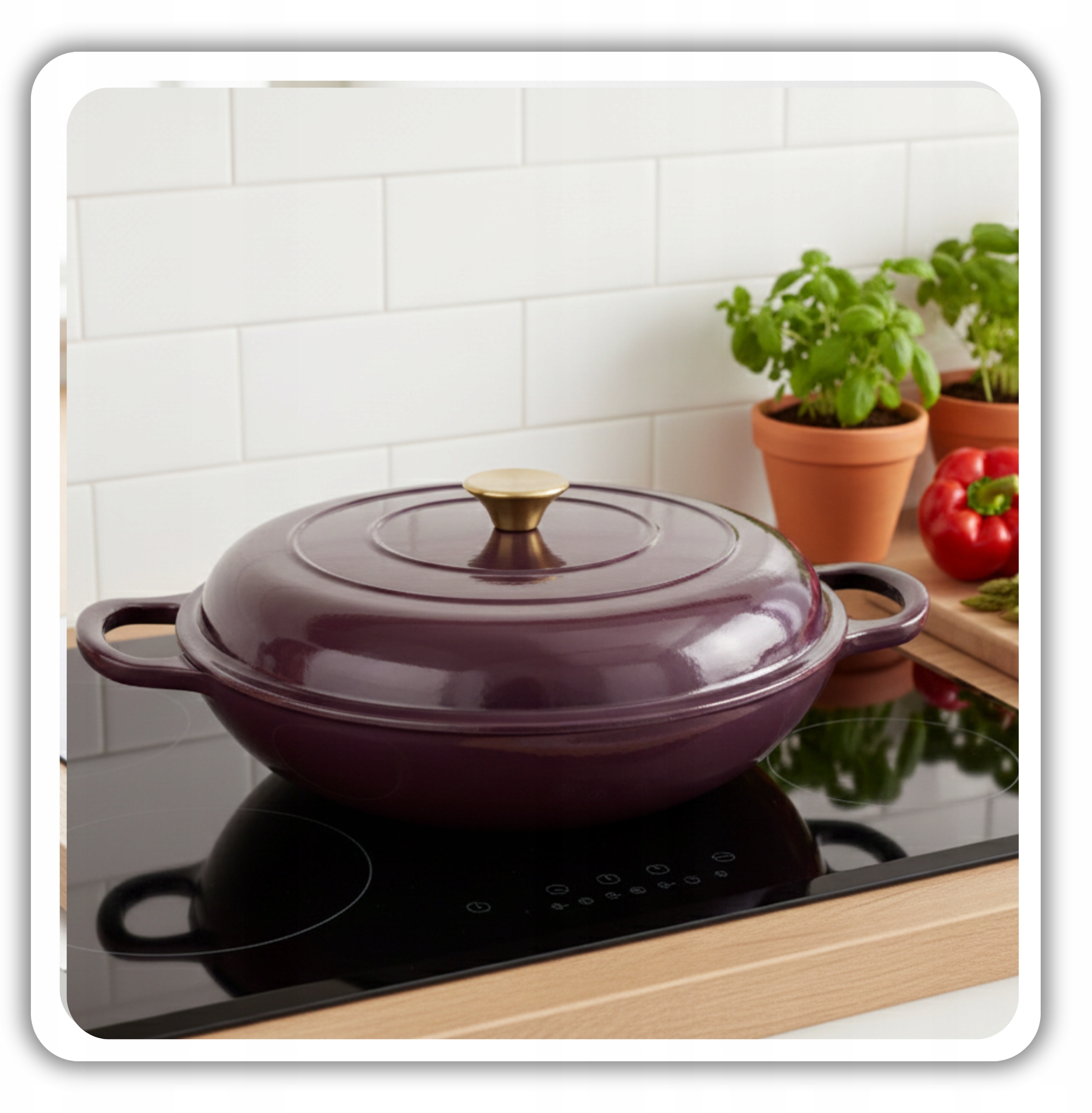 Trwałość i Styl – Garnek Żeliwny w Kolorze Bakłażanowym
