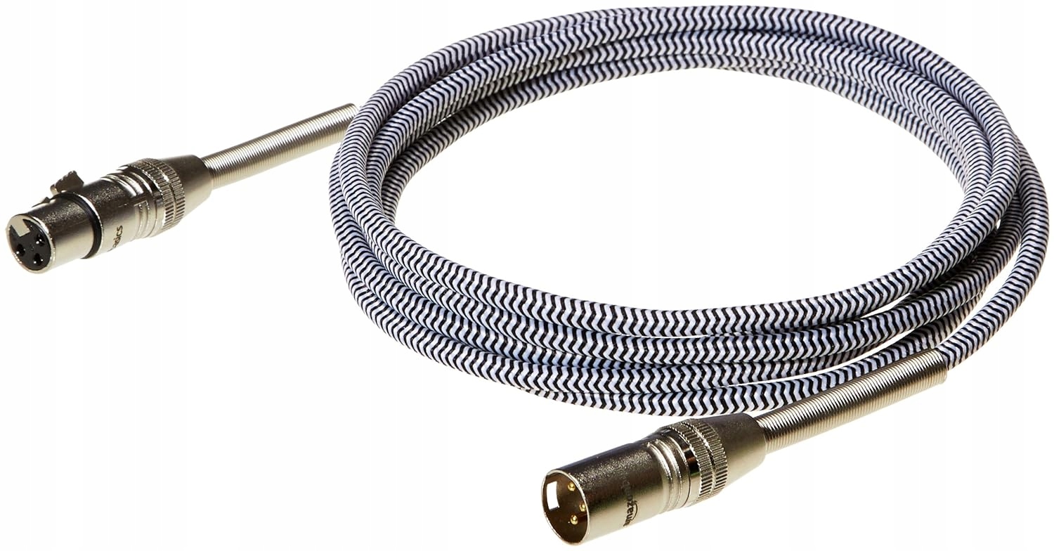 Kabel Przewód Do Mikrofonu XLR - XLR Pleciona Osłona PVC+PP 3m Czarno-biały – Idealne połączenie dla profesjonalistów