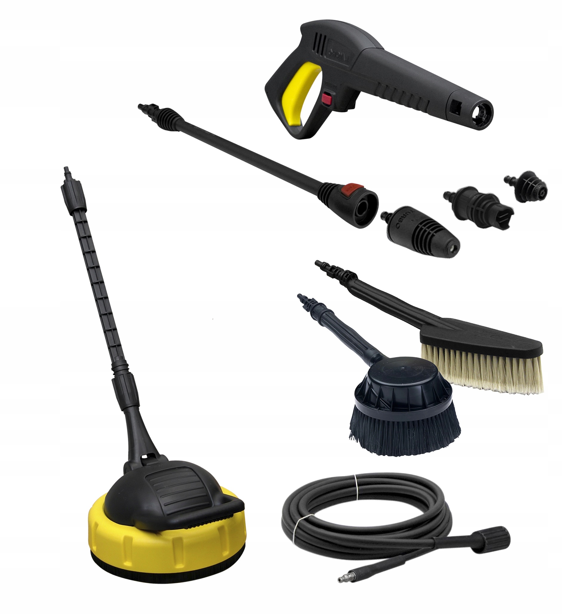 Standardowe wyposażenie – pistolet, lanca i szczotki