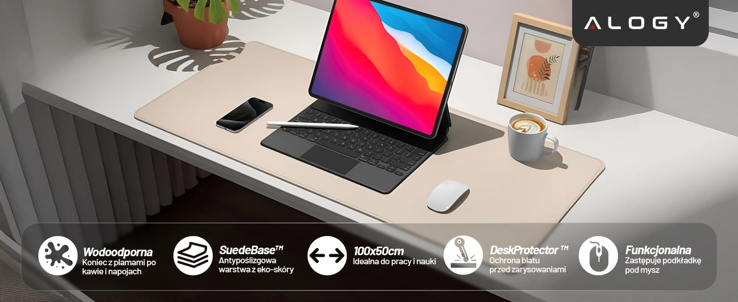 Podkładka na biurko Alogy WorkMat™ 100x50 cm – elegancka i funkcjonalna