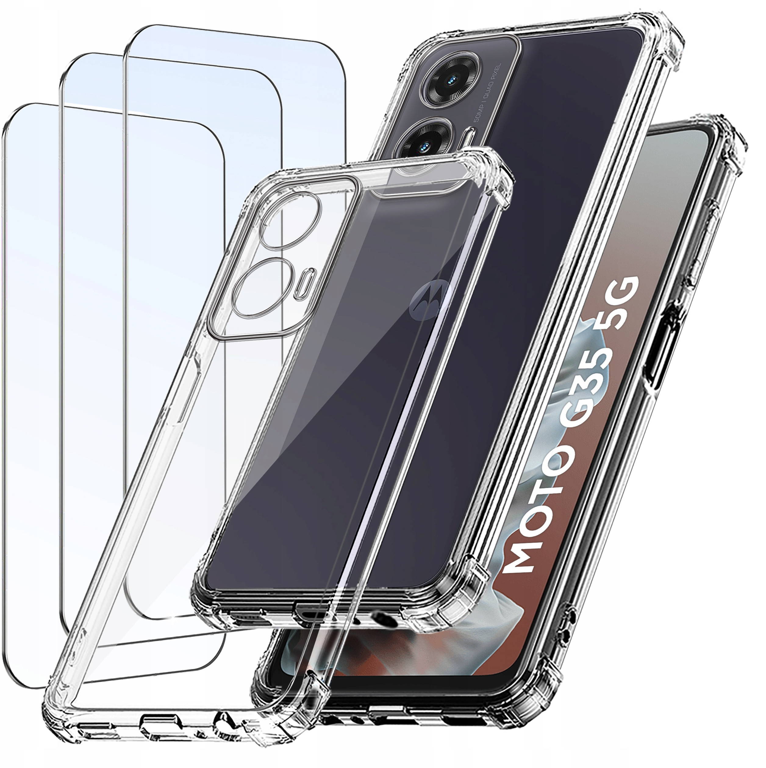ZESTAW Etui do Motorola G35 5G ANTI-SHOCK Clear Wzmacniane – Ochrona na najwyższym poziomie