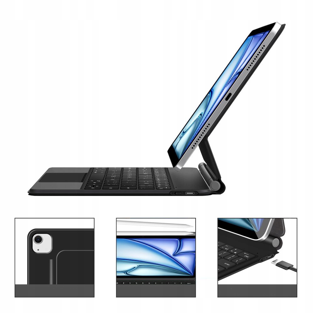 Zestaw zawiera etui, klawiaturę i kabel USB