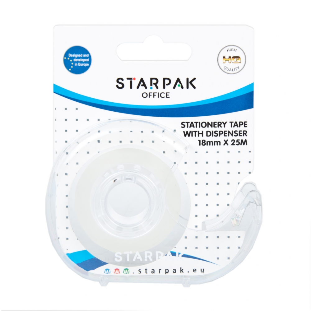 Taśma samoprzylepna Starpak 18mmx25mb z gilotynką – Idealna do biura i szkoły