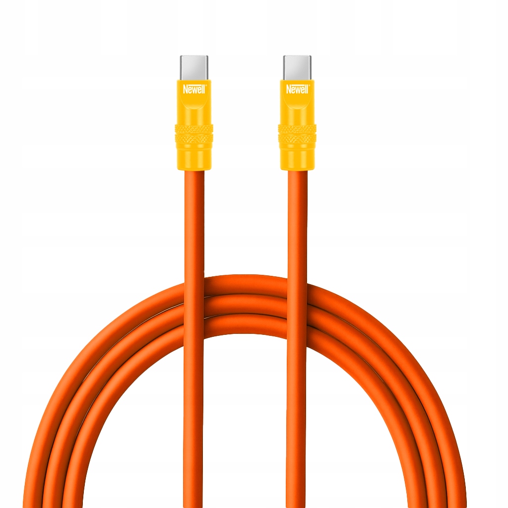 Kabel Newell USB-C - USB-C 100 W, 2 m, silikonowy, pomarańczowo-żółty – Idealne rozwiązanie do szybkiego ładowania