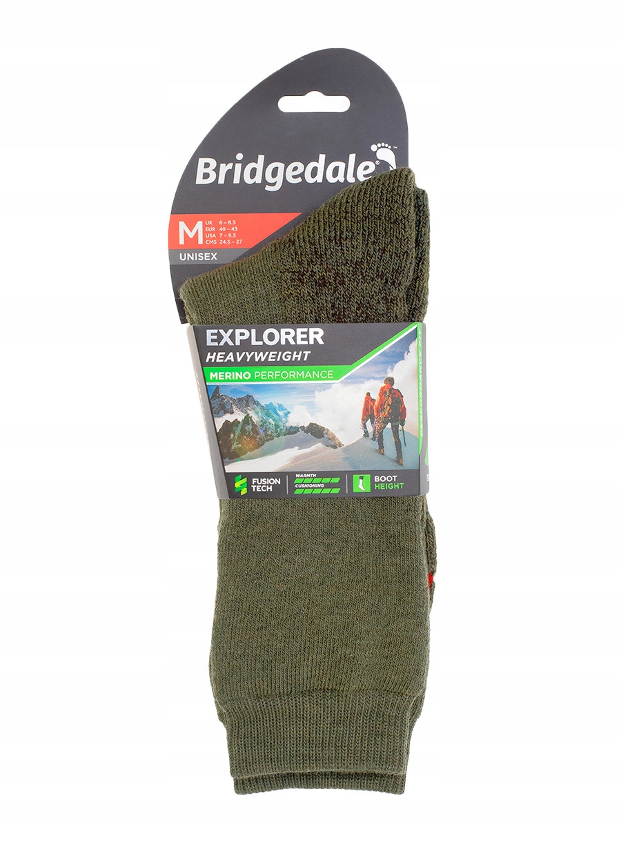 Skarpety trekkingowe Bridgedale Explorer Heavy Merino P Boot - olive 48+ – Idealne na zimowe wędrówki