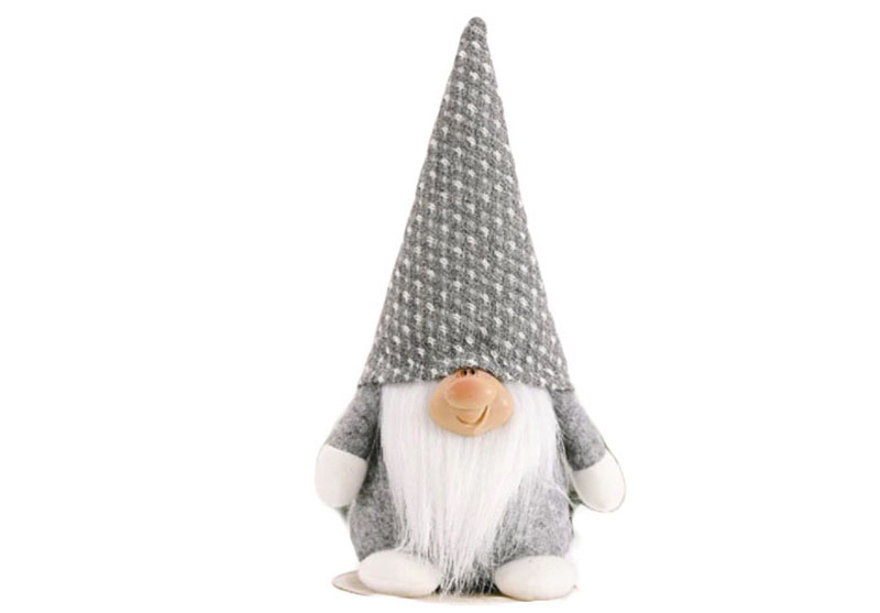 Skrzat świąteczny materiałowy 22x10 cm SZARY NT1481 – Urokliwa dekoracja na Boże Narodzenie