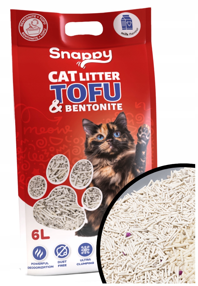 SNAPPY ŻWIREK DLA KOTÓW TOFU z bentonitem mix 2,5kg – Idealny wybór dla Twojego kota