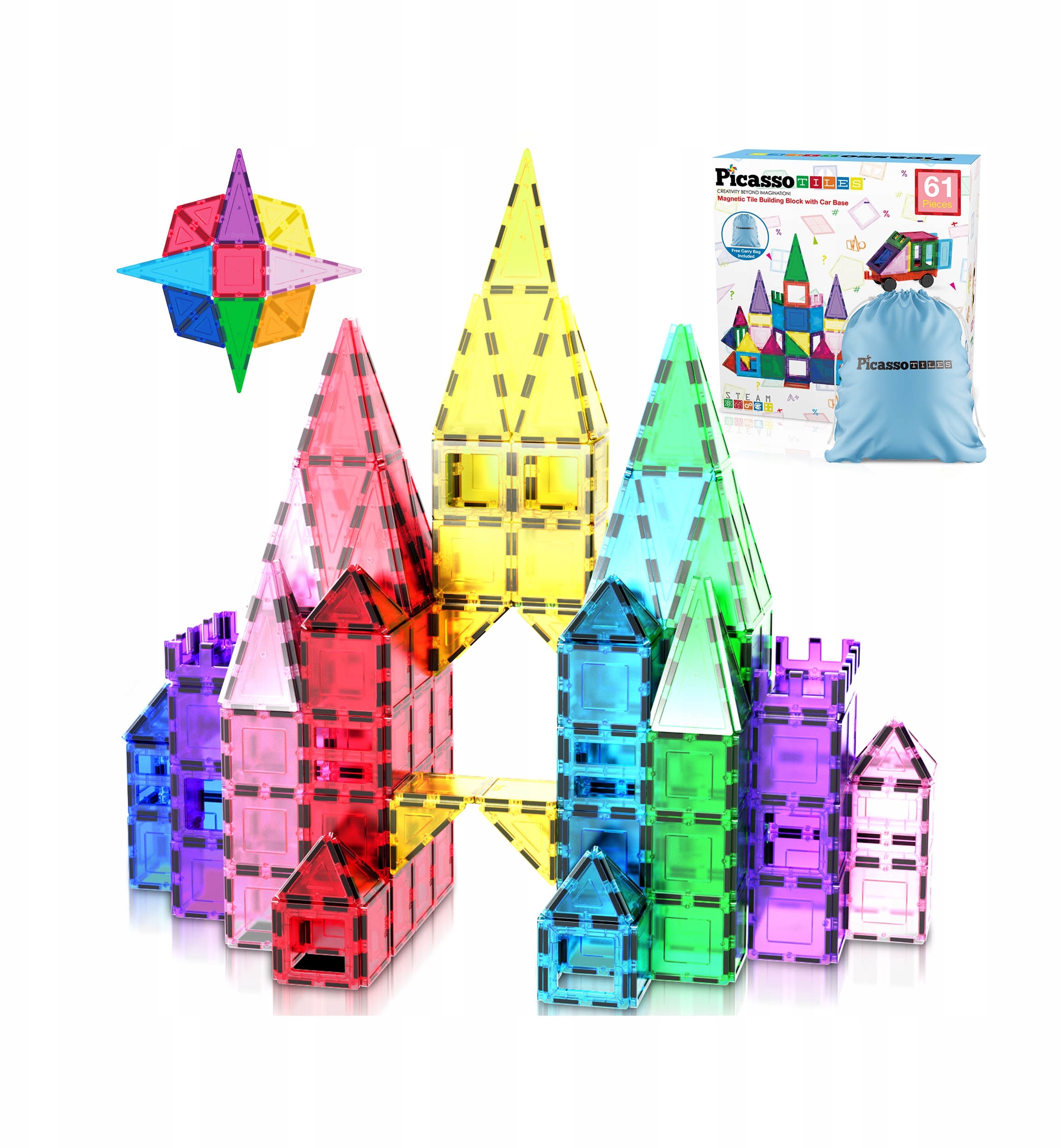 Klocki magnetyczne PC61 61w1 Picasso Tiles – Kreatywna zabawa dla dzieci