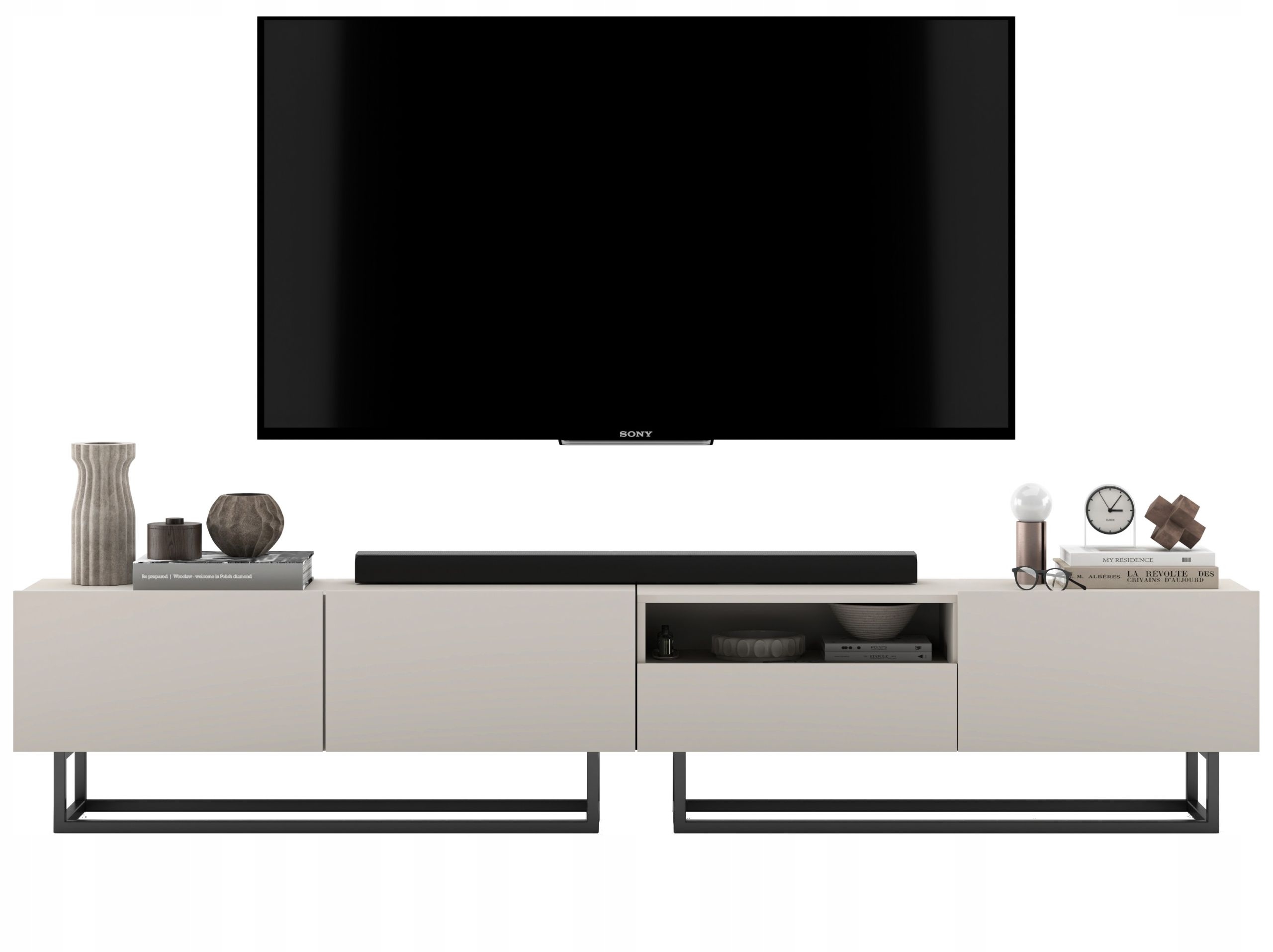 Szafka RTV Loft kaszmir MAT komoda RTV 240 cm – Elegancja i funkcjonalność w Twoim wnętrzu