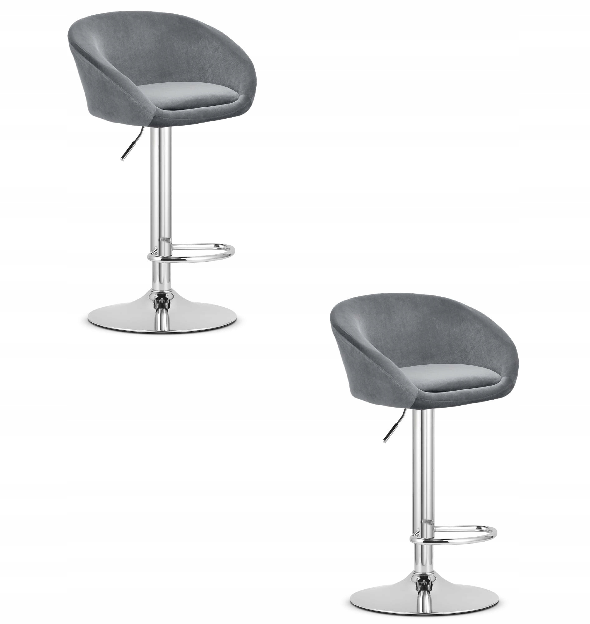 Hoker EAST - aksamit szary / baza chrom x 2 – Elegancja i styl w Twoim wnętrzu