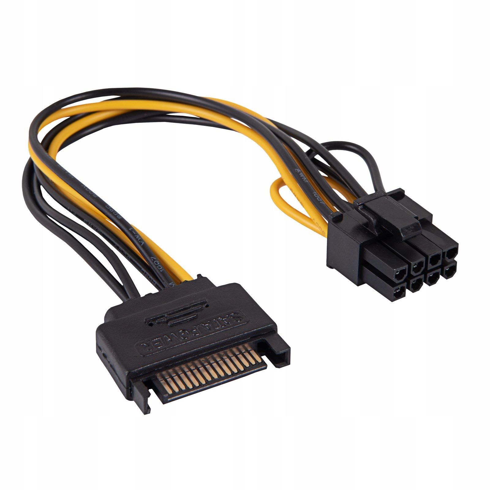 Kabel zasilający Akyga Adapter z kablem Akyga AK-CA-80 PCI-E 6+2pin (m) / SATA (m) 15cm – Idealne rozwiązanie dla Twojego komputera
