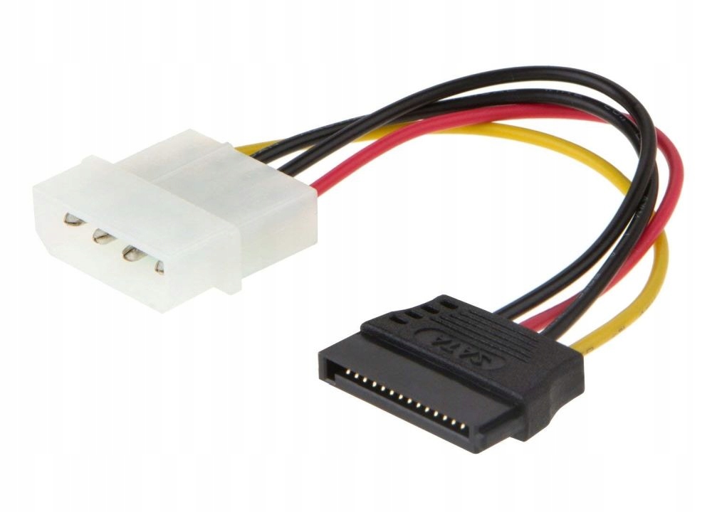 Złącza: męski Molex 4 Pin i żeński SATA 15 Pin