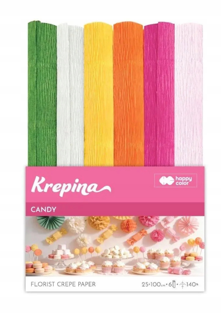 Krepina marszczona 25x100cm Candy – Twórz piękne kwiaty i dekoracje