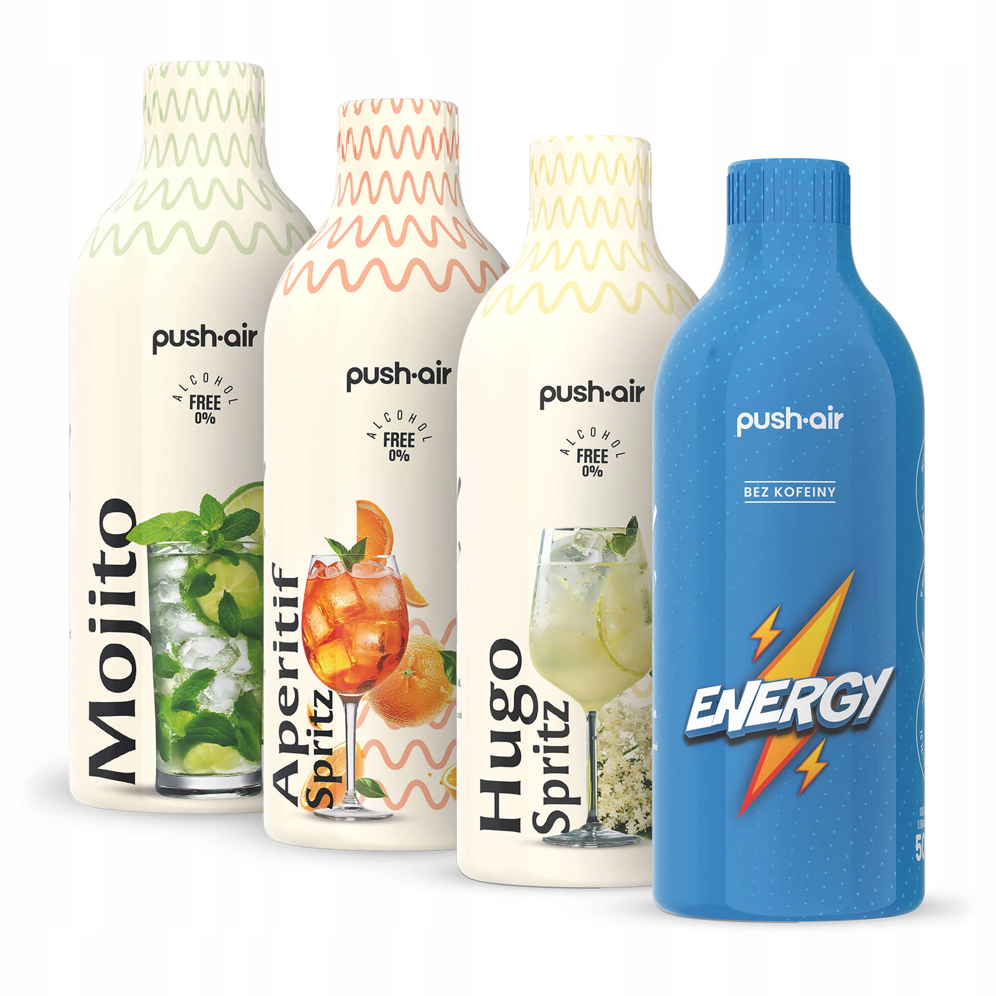 PUSHAIR 4 syropy do wody 500ml APERITIF + MOJITO + HUGO + ENERGY – Orzeźwienie w każdej chwili
