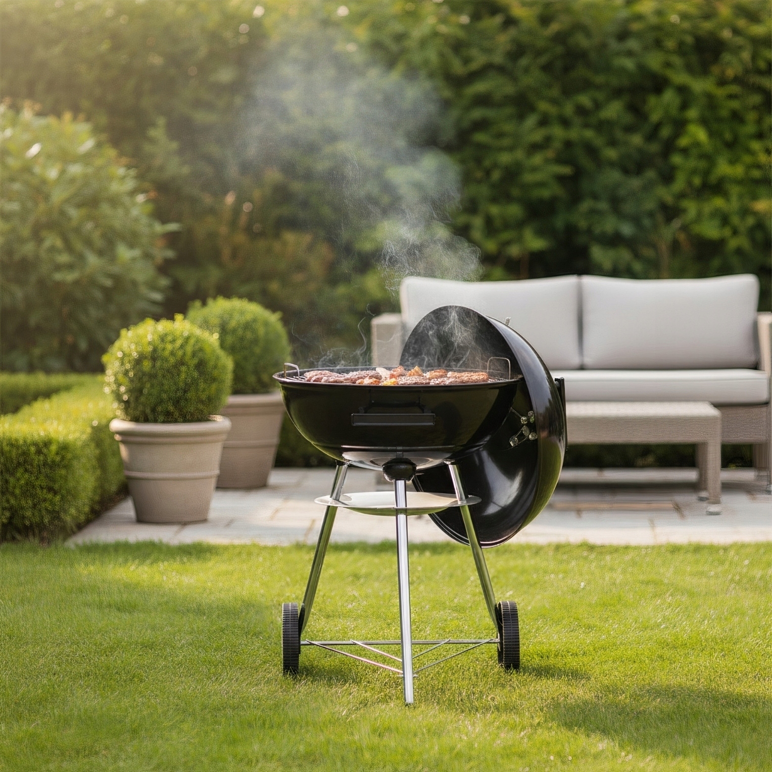 Grill węglowy z pokrywą 41 cm KINGHOFF KH-2033 – Idealny do ogrodu i na taras