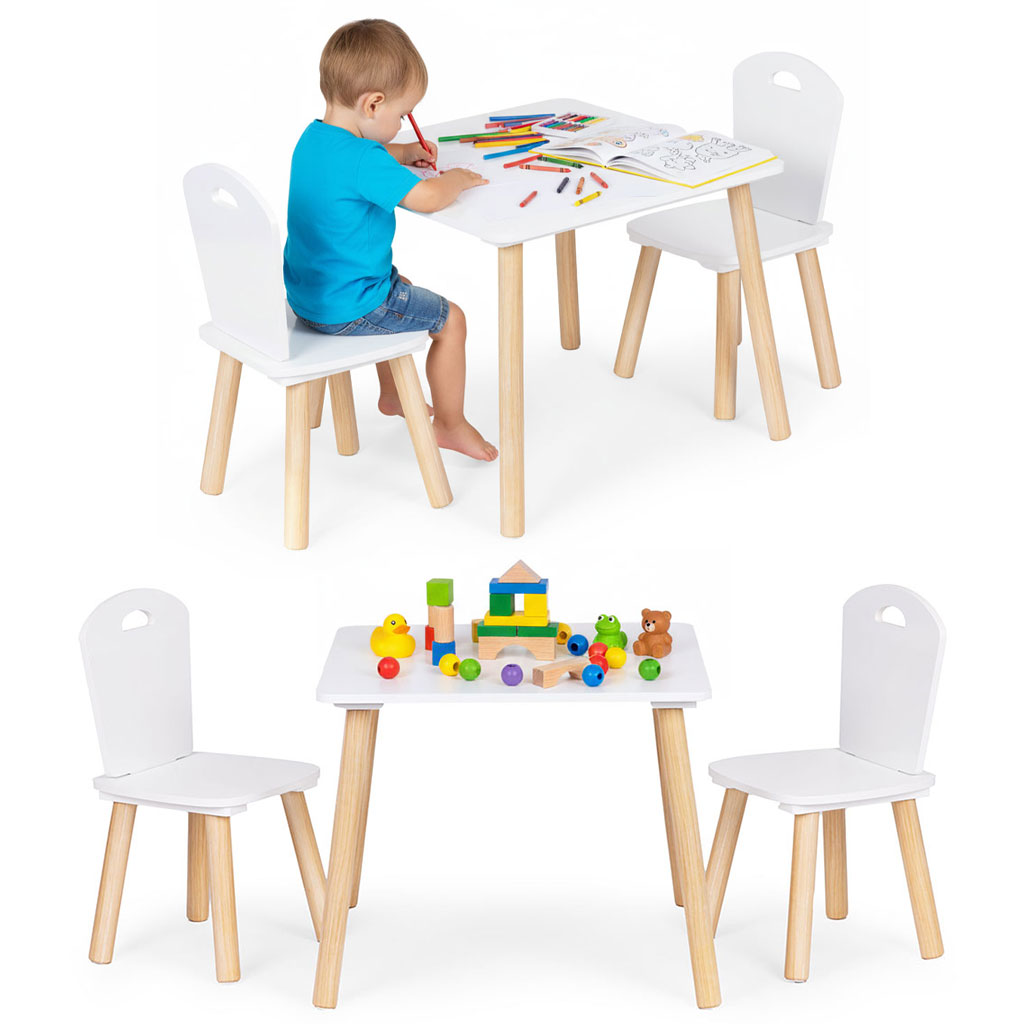 Zestaw mebli dla dzieci - stolik + 2 krzesła białe od ECOTOYS*