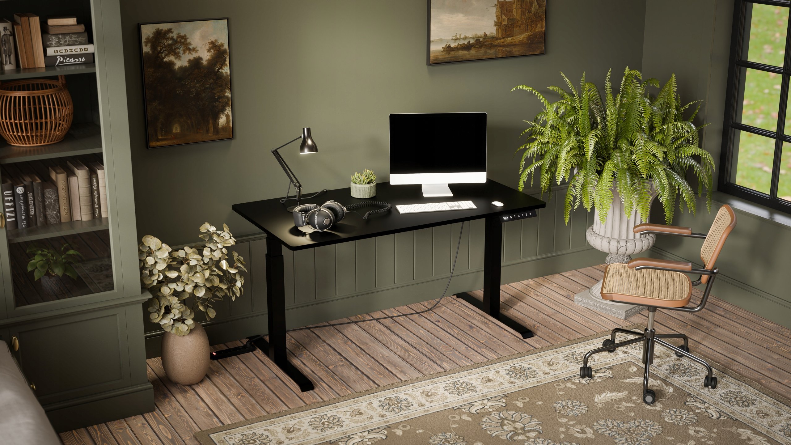 Biurko Cama Meble z elektryczną regulacją wysokości MOON LONG 150x80x72-120 czarny – Komfort i ergonomia w biurze
