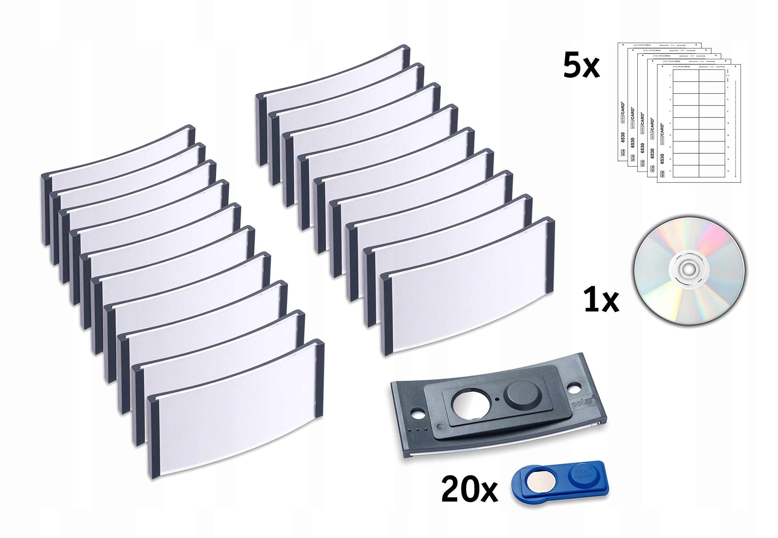 Zestaw 10 identyfikatorów z magnesami i arkuszami do druku