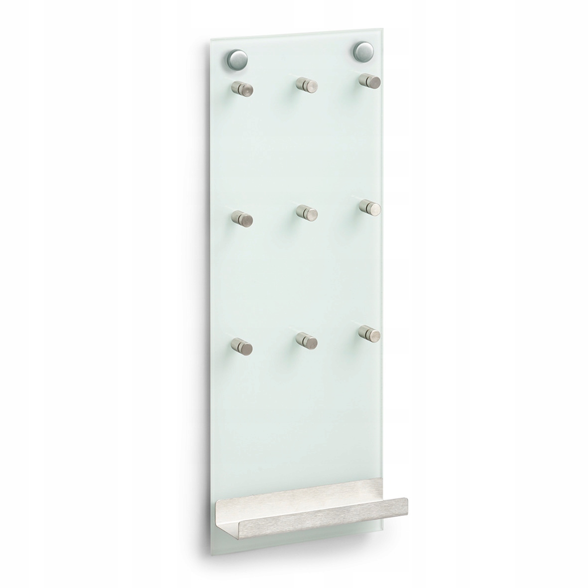 Zeller Szklana tablica na klucze, 9 haczyków + półka – Idealne rozwiązanie do biura i domu