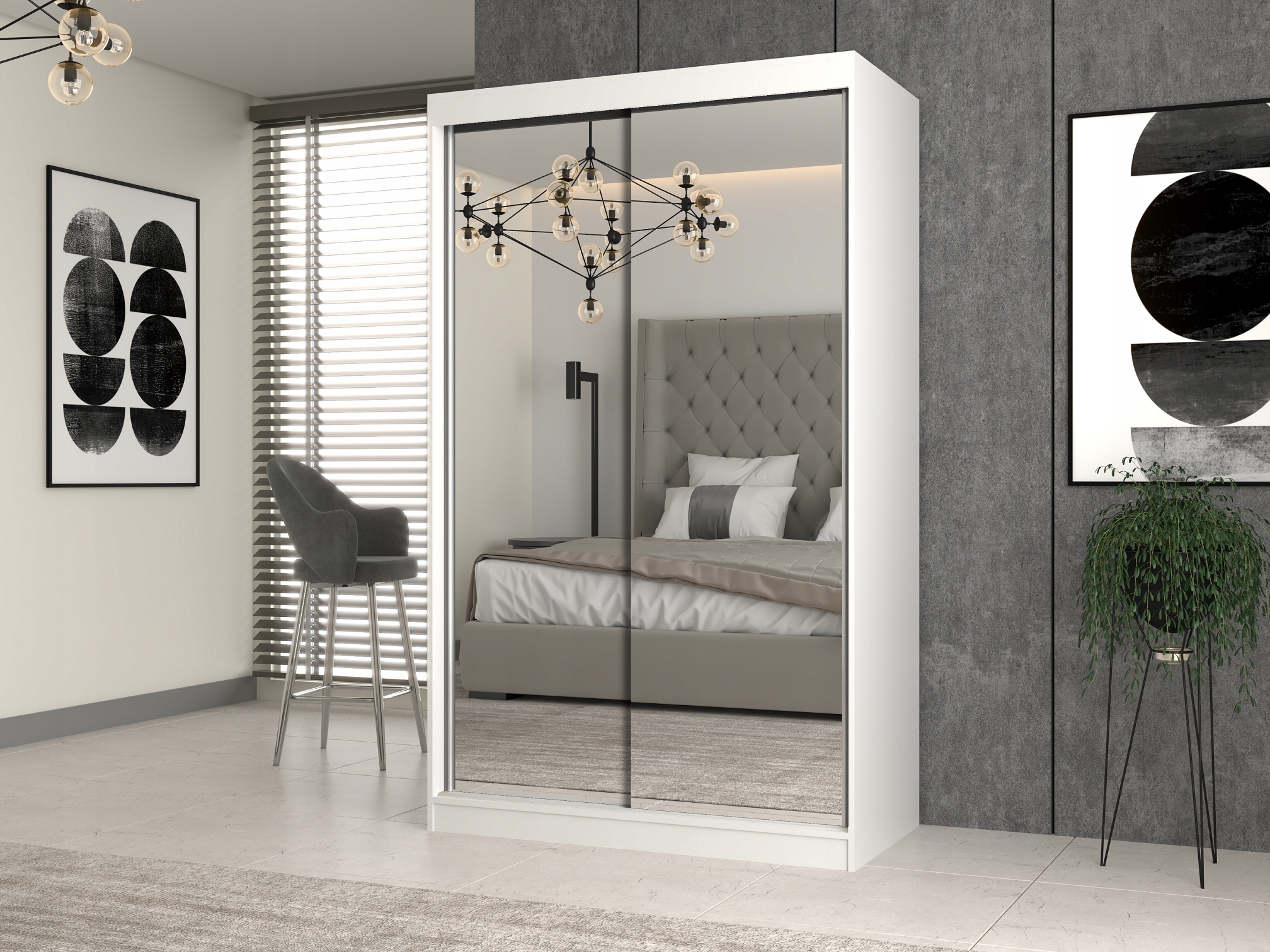 Nowoczesny design z dwoma dużymi lustrami