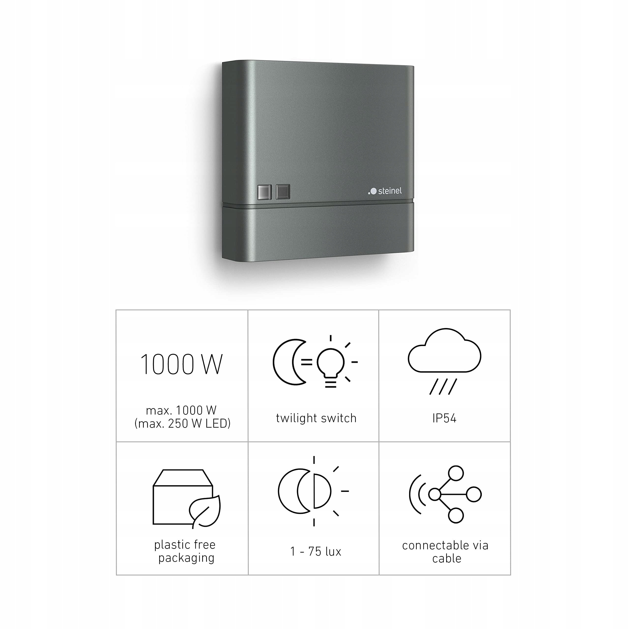 Regulacja wartości zmierzchu od 1 do 75 lx