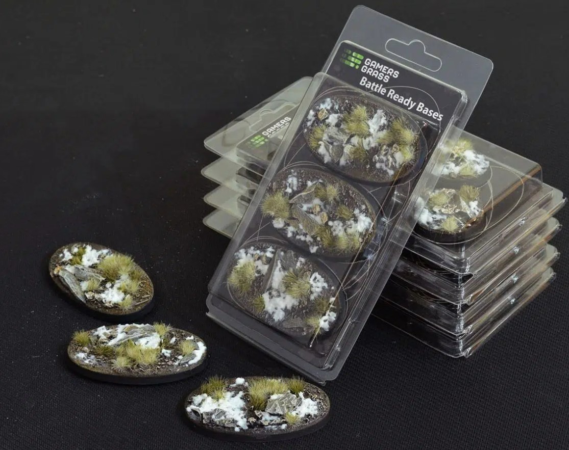Gamers Grass: Bases Oval - Winter 75 mm (3 szt.) – Idealne podstawki do Twoich figurek