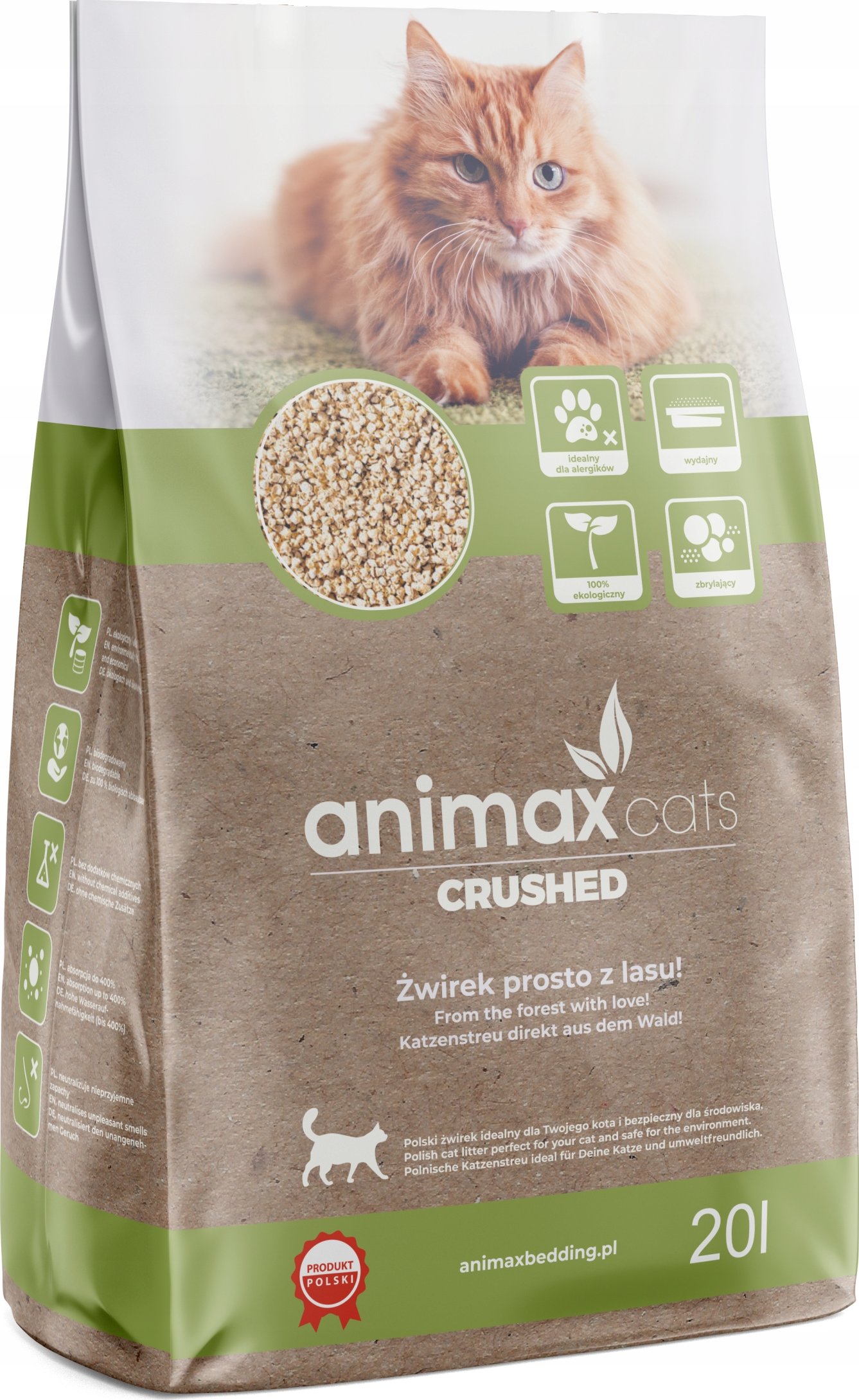 Żwirek zbrylający, kruszony, 20 litrów, Animax – Idealne rozwiązanie dla Twojego kota