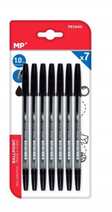 Długopis czarny 1.0mm 7szt – Idealny wybór do biura i szkoły