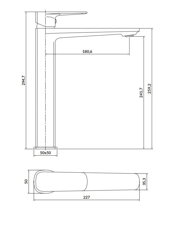 Wysokość korpusu i długość wylewki