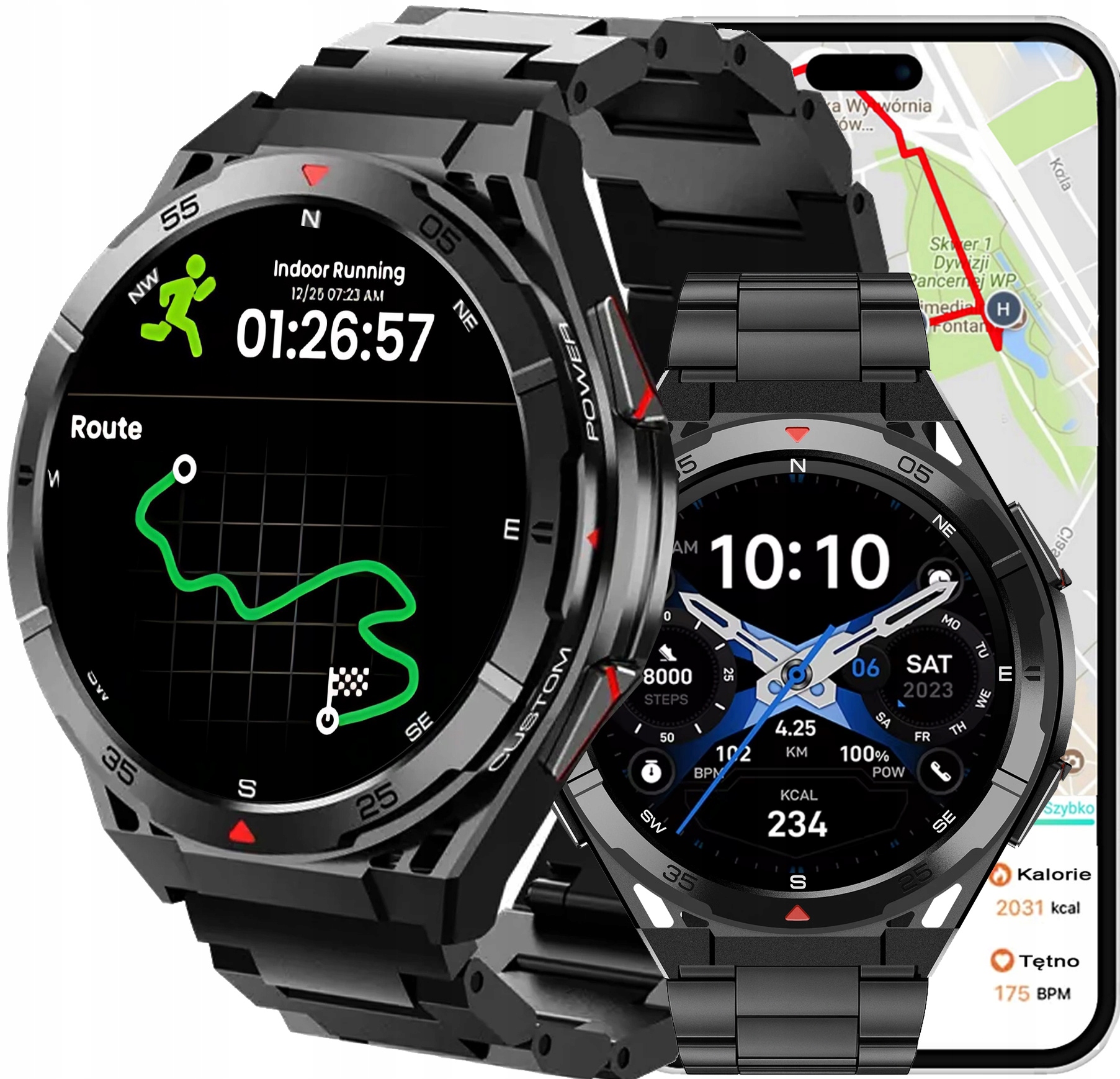 SMARTWATCH z GPS męski na bransolecie czarny – Nowoczesny towarzysz aktywności