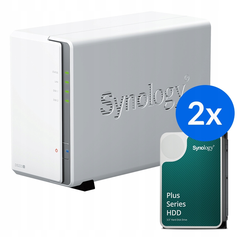 Synology DS223j /24T – 2-zatokowy serwer NAS z dyskami o łącznej pojemności 24TB