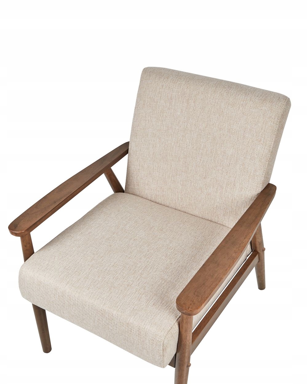 Solidna drewniana rama i podłokietniki