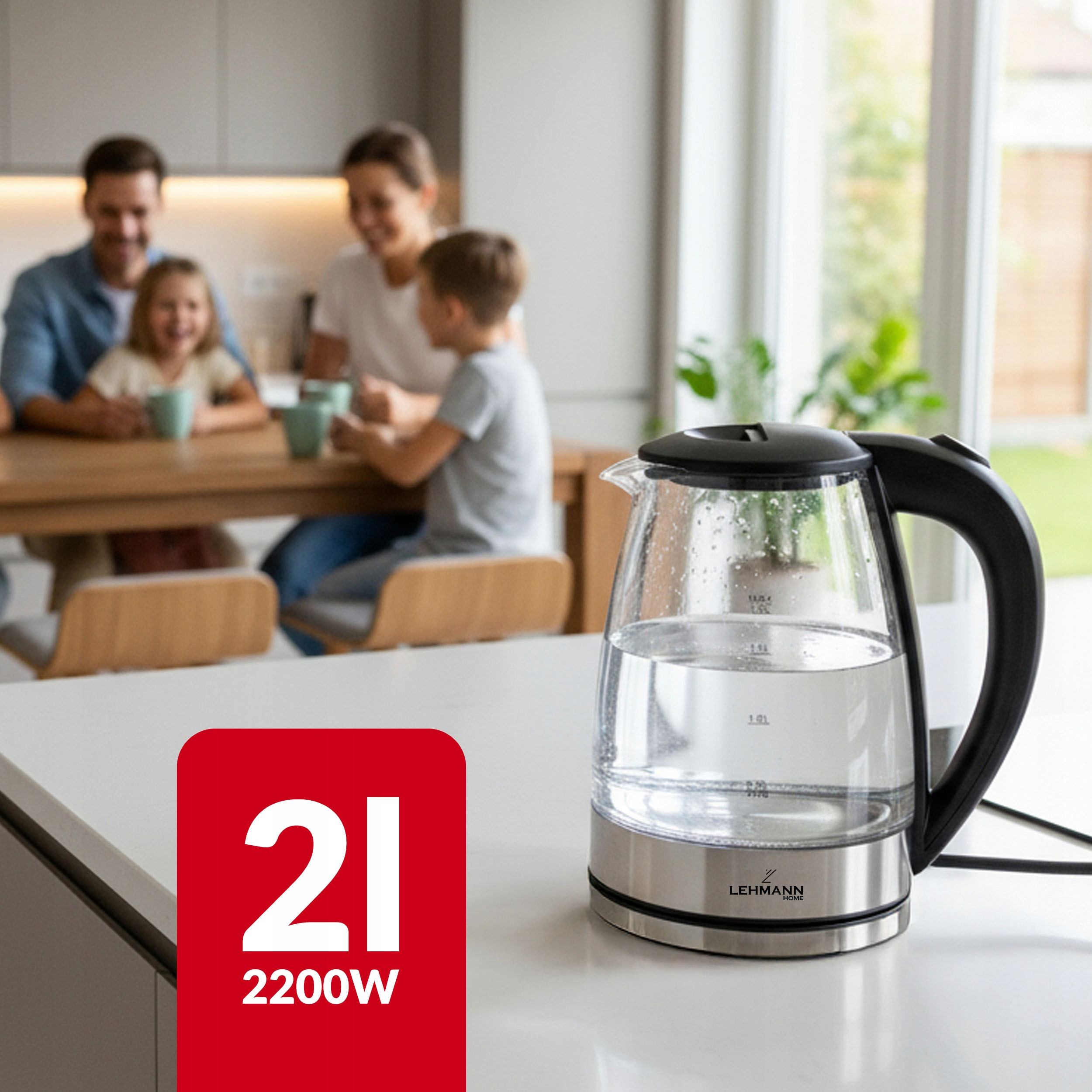 CZAJNIK ELEKTRYCZNY SZKLANY BEZPRZEWODOWY PODŚWIETLANY Z LED 2L MOCNY 2200W Waga produktu z opakowaniem jednostkowym 1.2 kg