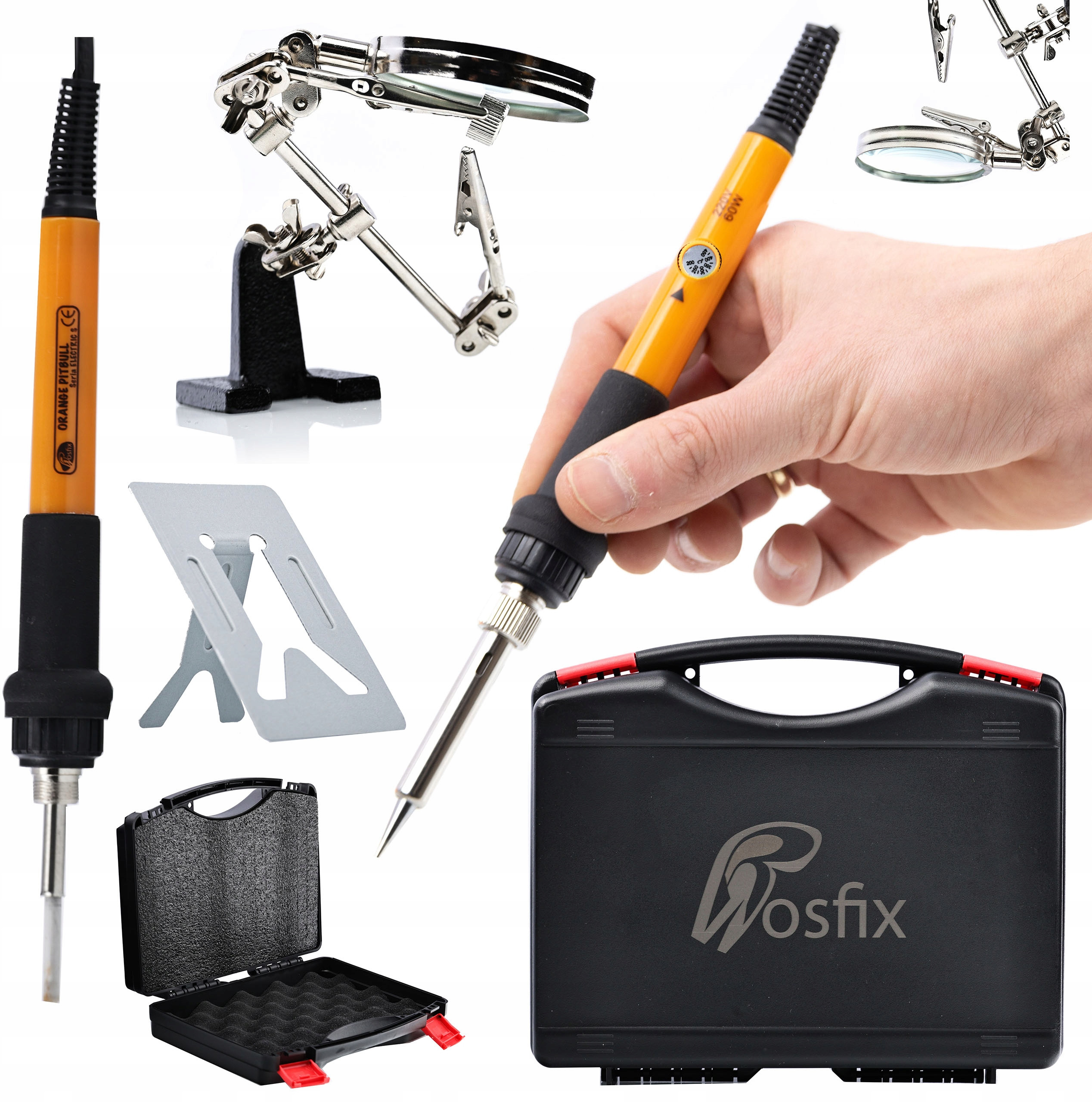 Zestaw Lutownica Regulacja 60W Groty Podstawka Rosfix Trzecia Ręka Walizka – Idealne narzędzie do precyzyjnych prac lutowniczych