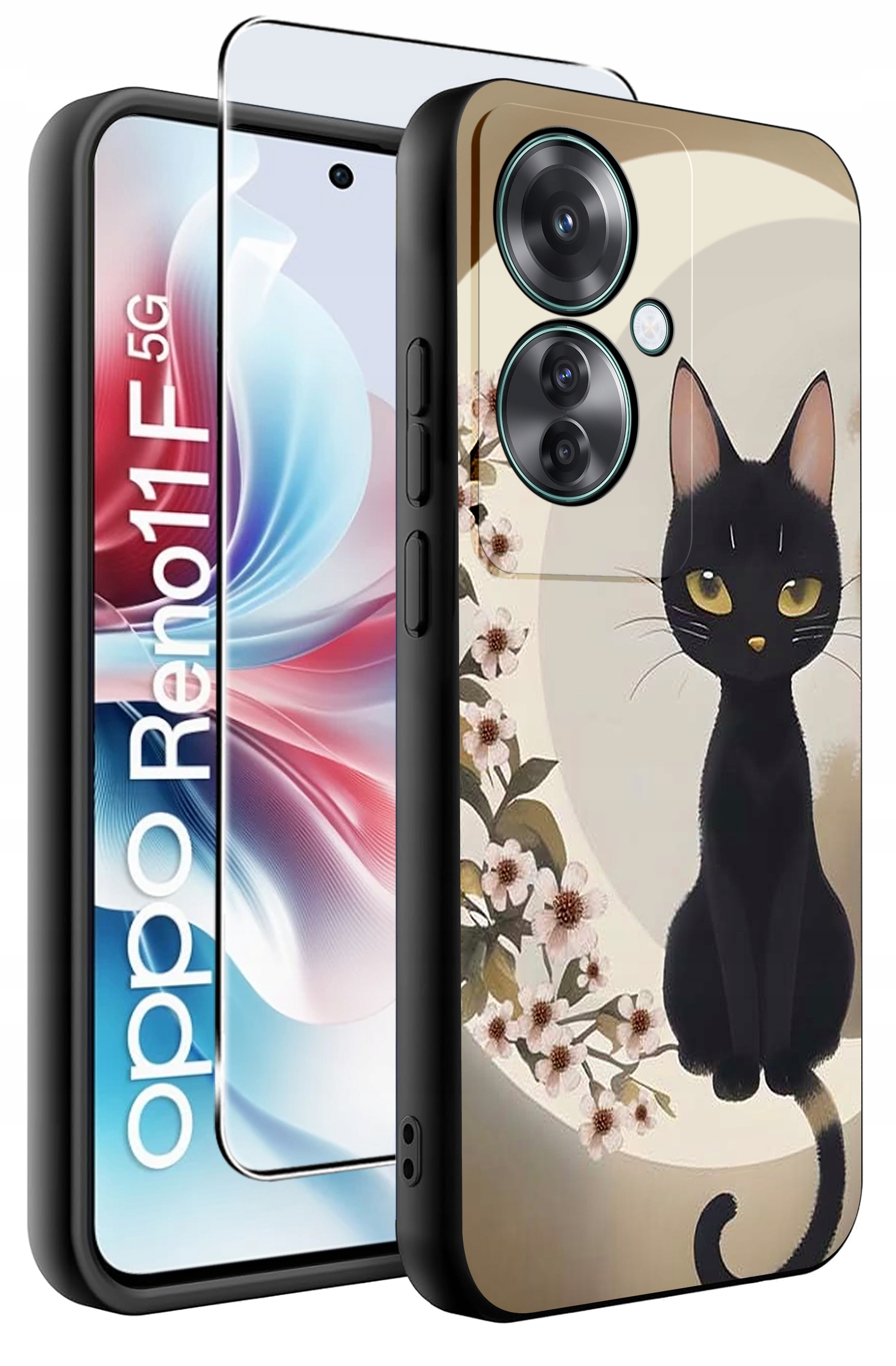 ETUI do Oppo Reno11 F 5G WZORY | SILIKONOWE MATT CASE + SZKŁO HARTOWANE 9H