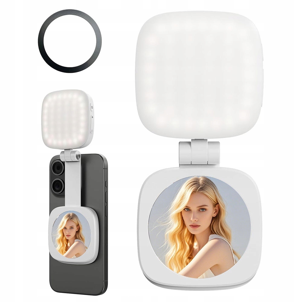 Lampa LED + Lusterko Na Magnes Do Telefonu Magsafe – Idealne do Zdjęć Selfie i Vlogów