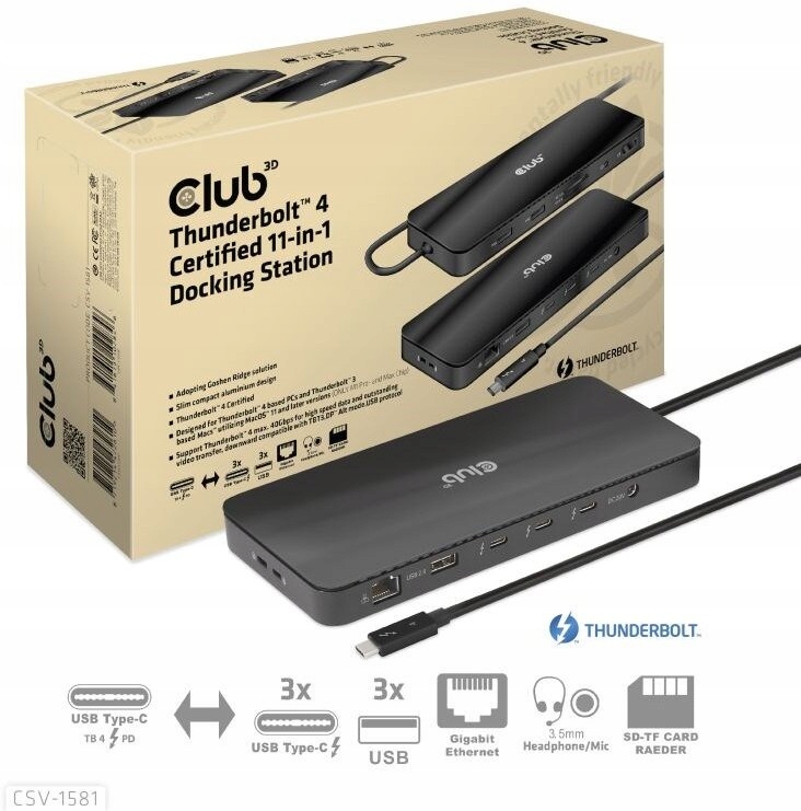 HUB USB Club 3D Thunderbolt4 11-in-1 – Wszechstronność w jednym urządzeniu