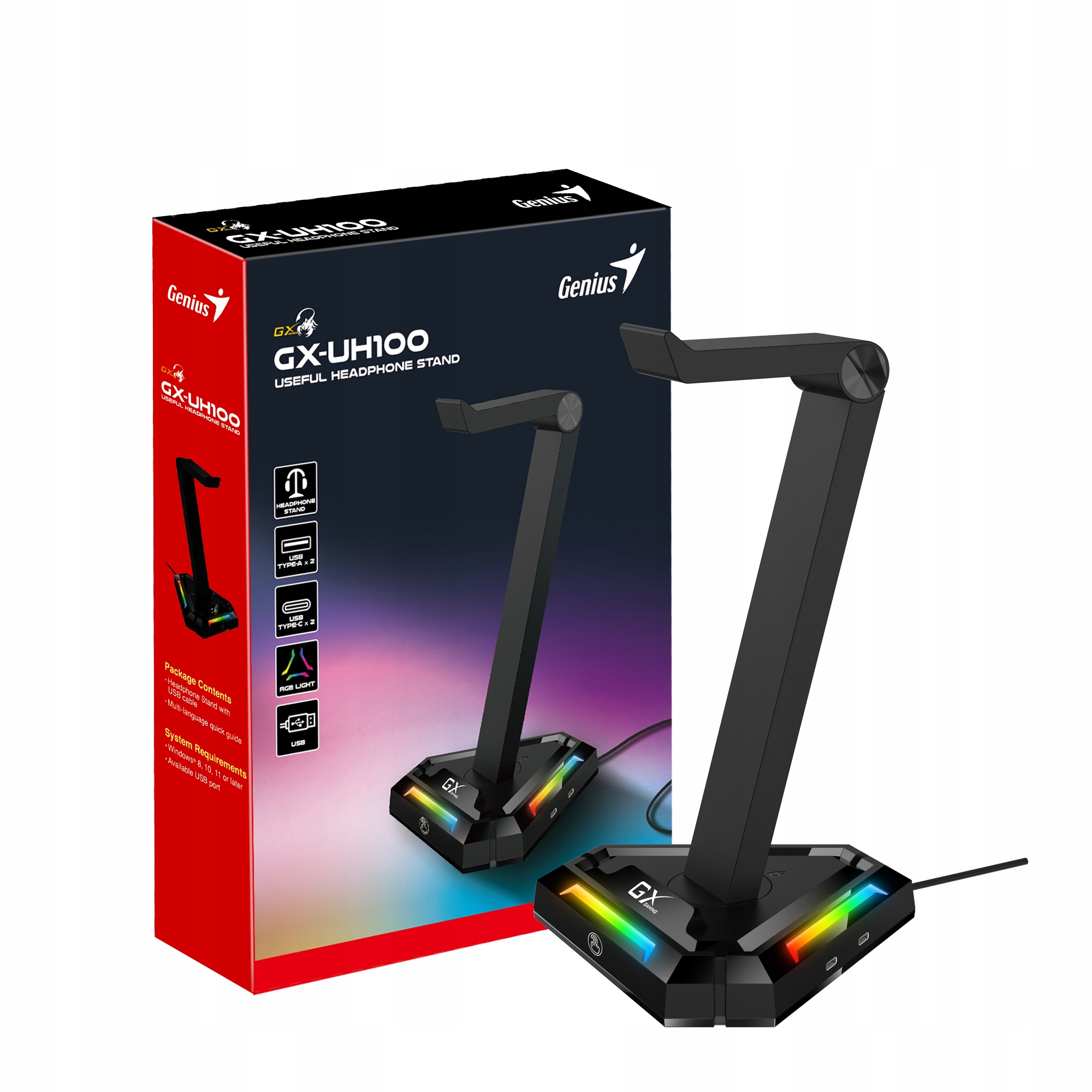 Stojak na słuchawki z podświetleniem RGB Genius GX-UH100 – Funkcjonalność i styl w jednym