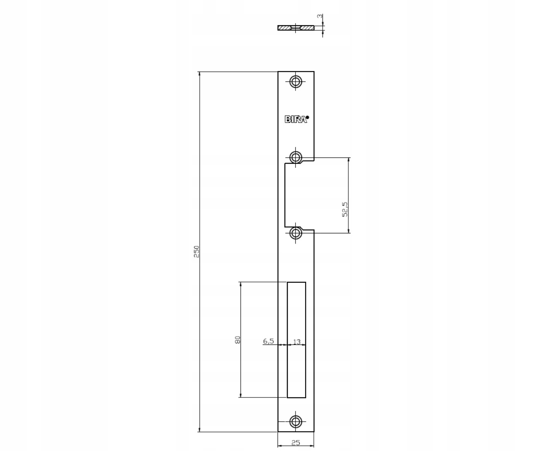 Wymiary i waga SZYLD OK-P6 BIRA – 250 x 25 x 3 mm, 0.10 kg