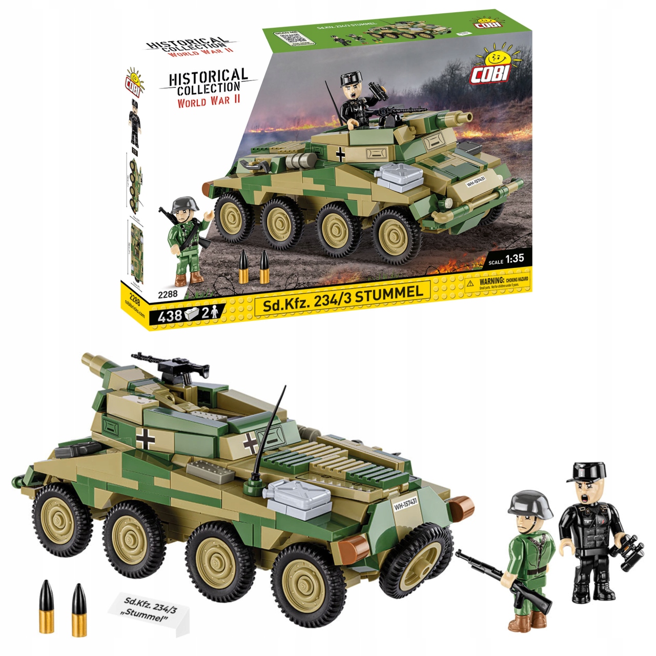 Klocki Cobi 2288 Sd.Kfz. 234/3 Stummel – Czołg Samochód Opancerzony Wojskowy