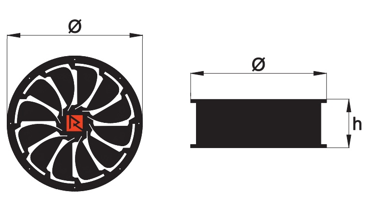 Wentylator osiowy w kwadratowej obudowie