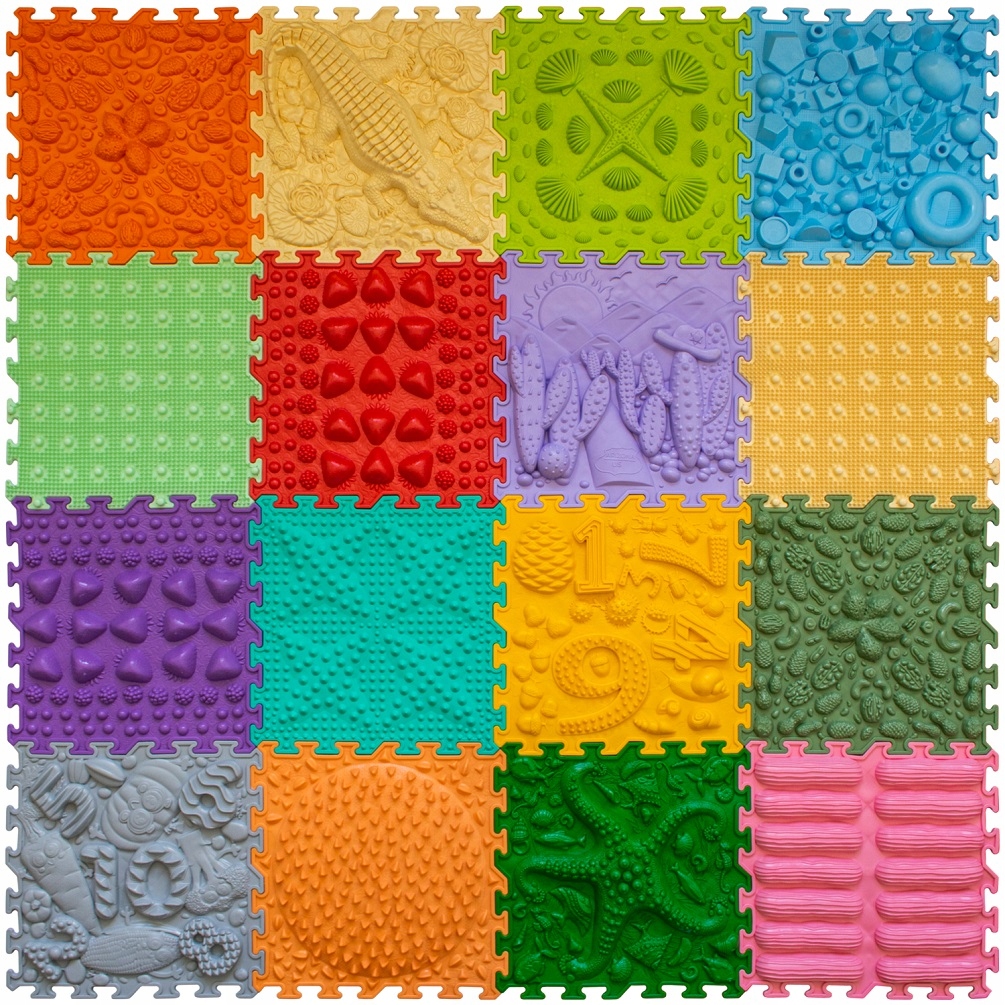 Zestaw 16 mat sensorycznych – Różnorodność tekstur i kolorów