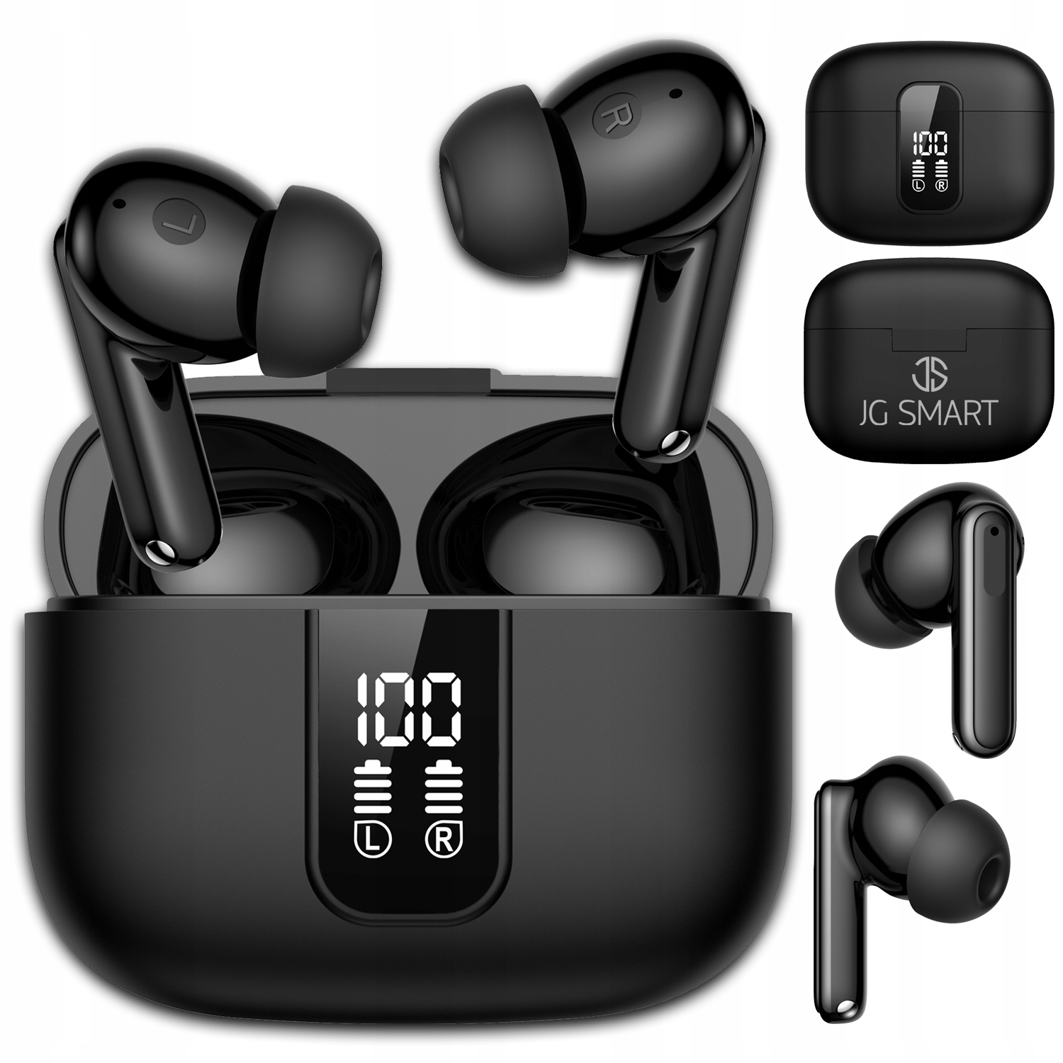 Słuchawki Bezprzewodowe Bluetooth Dokanałowe Czarne ANC ENC BT 5.3 Sportowe – Idealne do Codziennego Użytku