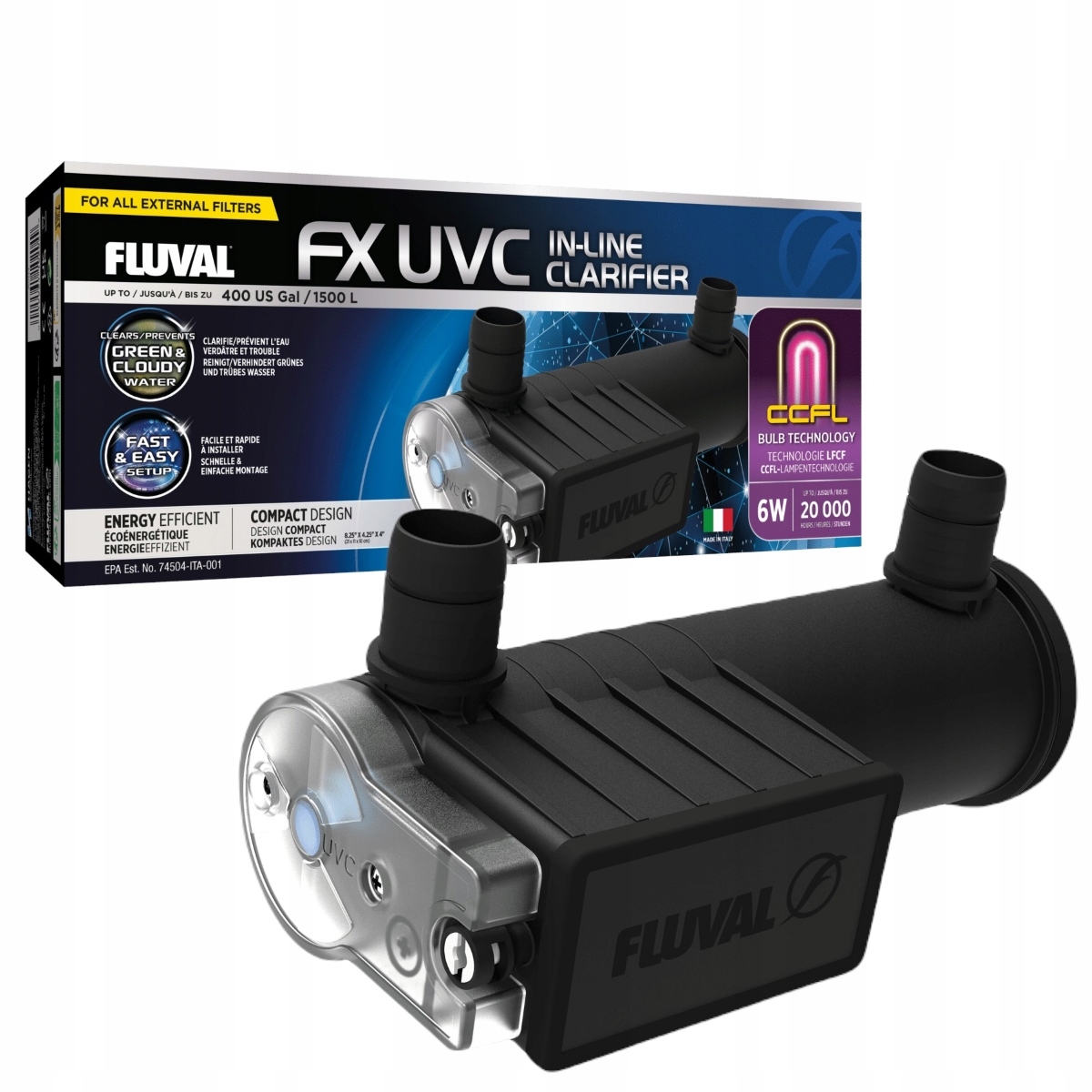 Fluval FX UVC In-Line Clarifier – Skuteczny sterylizator UV do akwarium