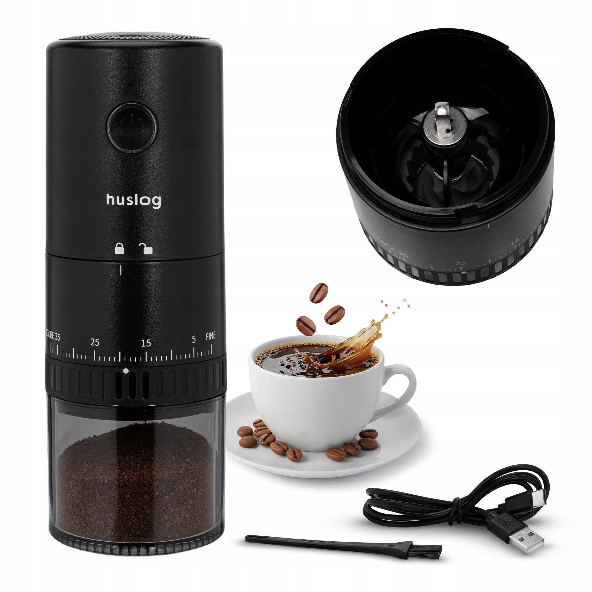 Huslog młynek bezprzewodowy do kawy Coffeecrush – Idealny do Twojej kawy