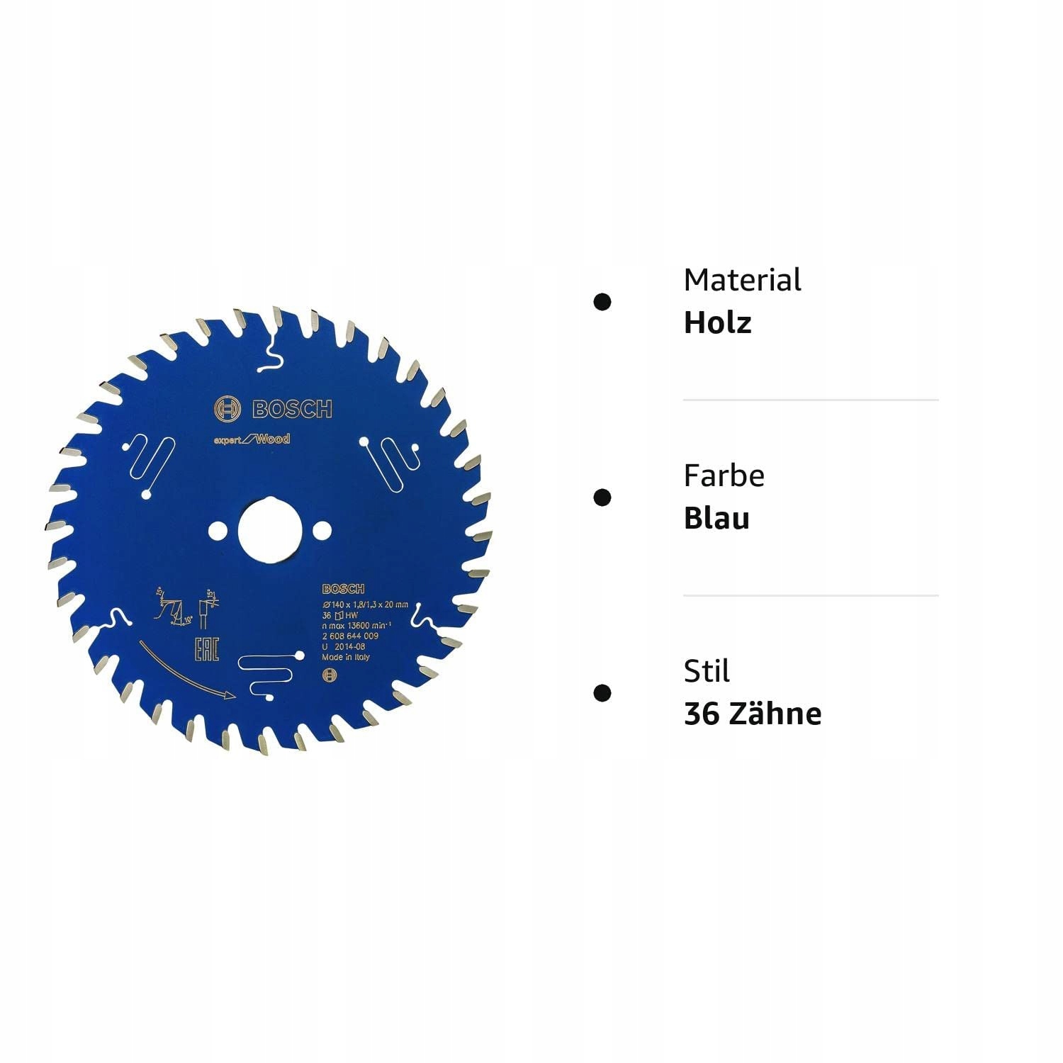 Wymiary i parametry techniczne brzeszczotu – 140 x 20 x 1,8 mm, 36 zębów