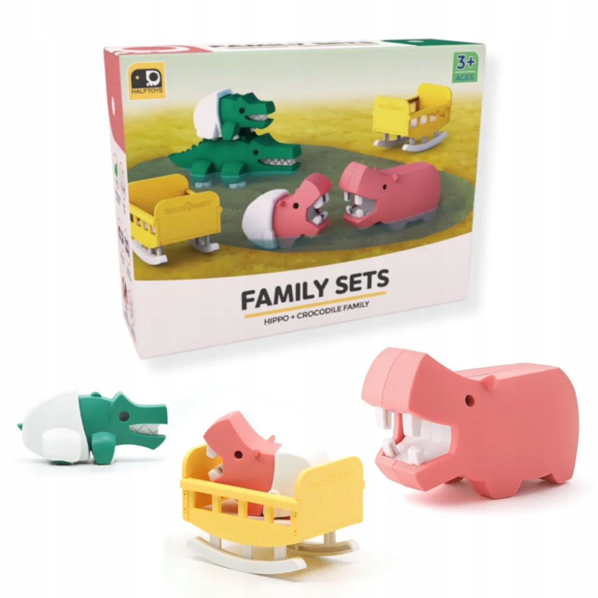 Zabawki magnetyczne 3D dla dzieci safari hipopotam i krokodyl – Half Toys 3+