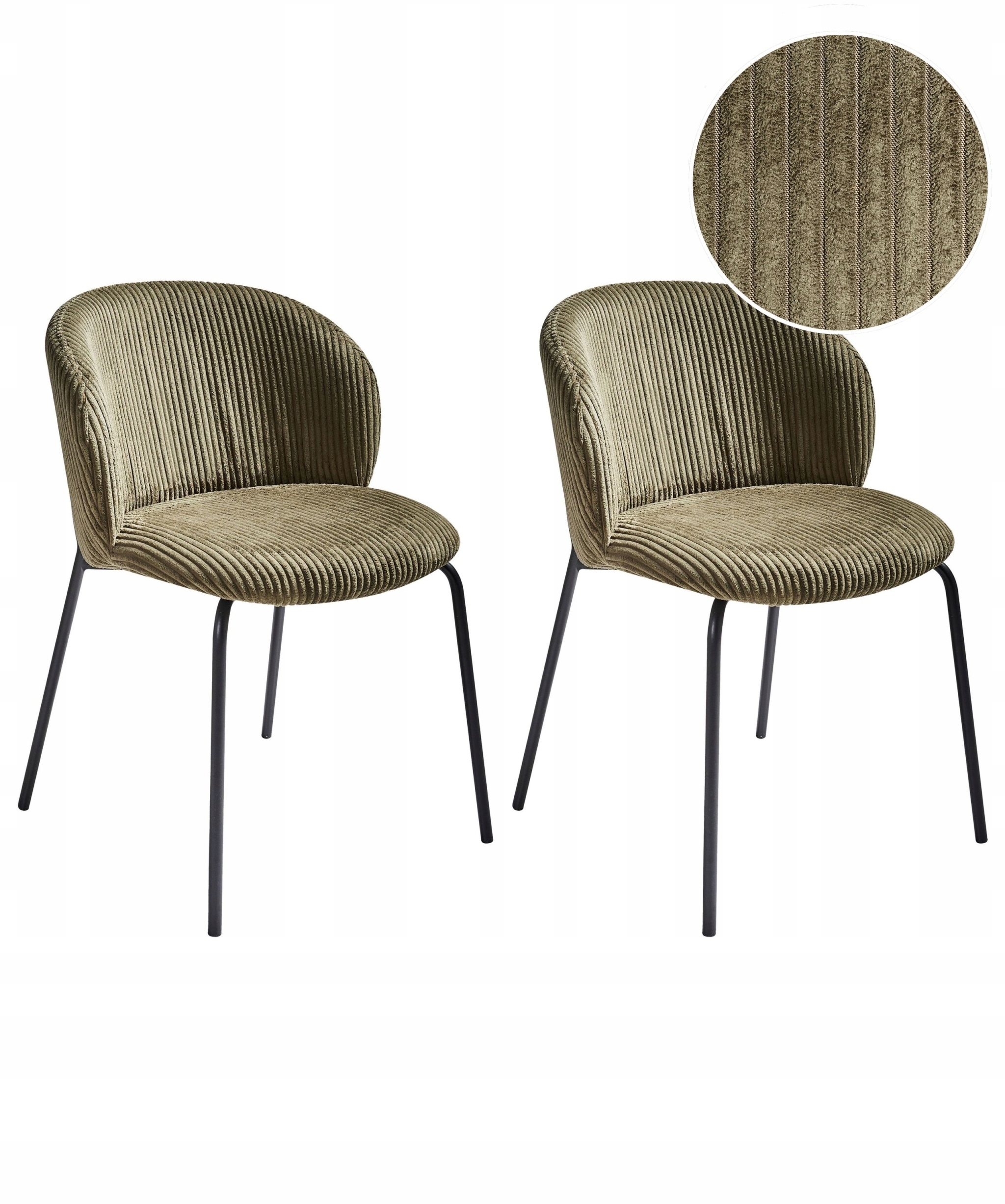 Zestaw 2 krzeseł do jadalni MILES Sztruks Oliwkowy – Elegancja i komfort w Twojej jadalni