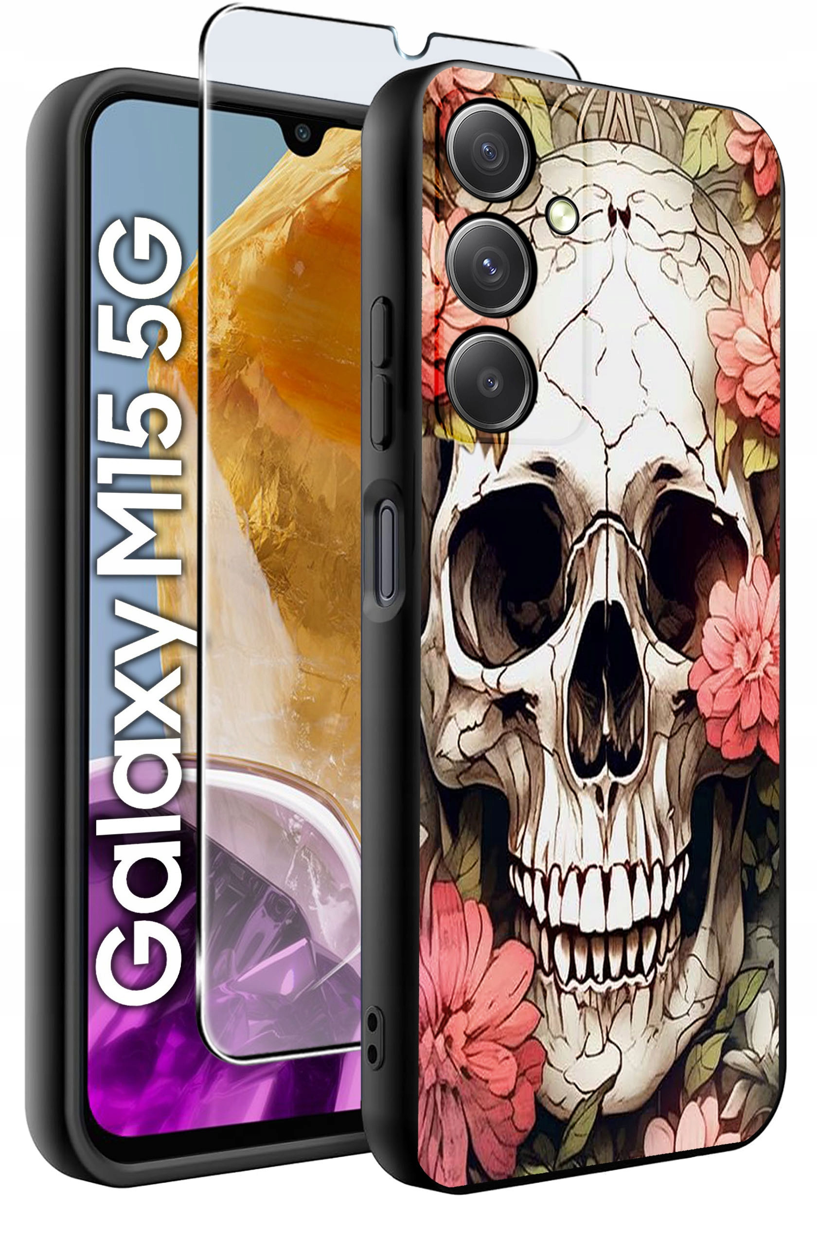 ETUI do Samsung M15 5G WZORY | SILIKONOWE MATT CASE + SZKŁO HARTOWANE 9H – Ochrona i styl w jednym