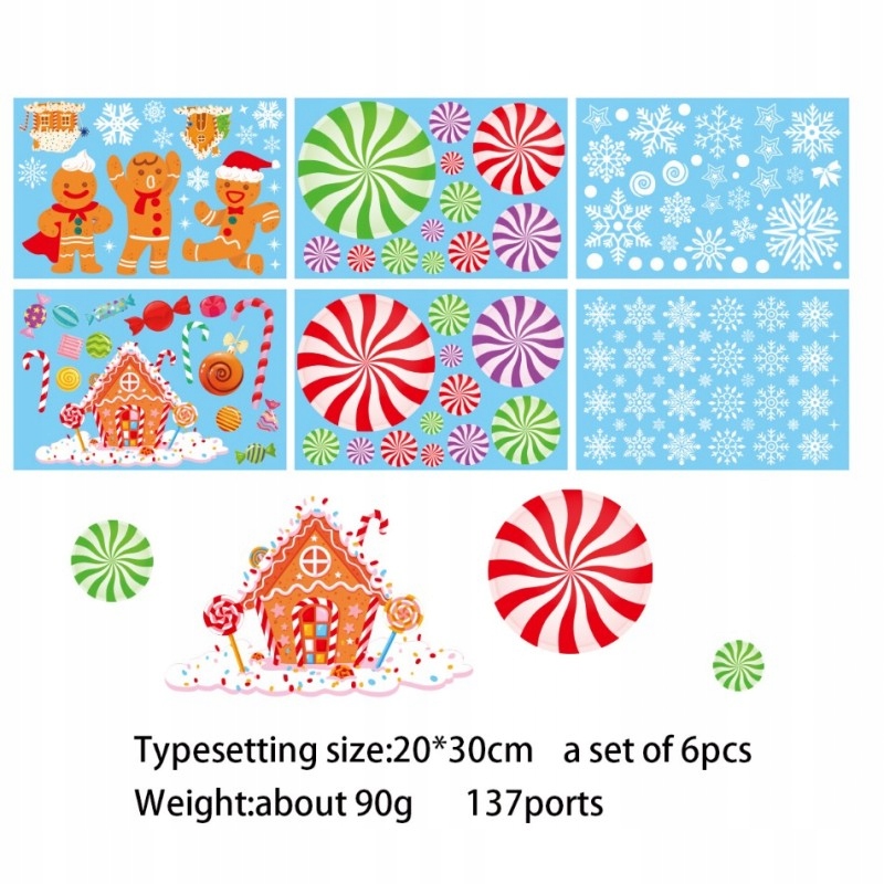 ECARLA Naklejki świąteczne na okno Boże Narodzenie – Udekoruj swój dom na święta